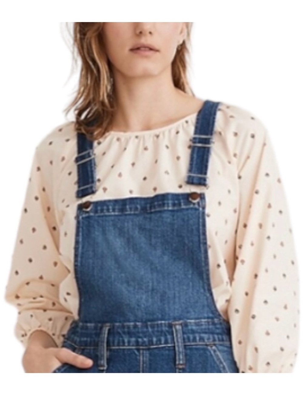Madewell Stovepipe Denim Overalls Sz M Cosman Wash Straight Leg Pockets Stretch - Picture 3 of 4